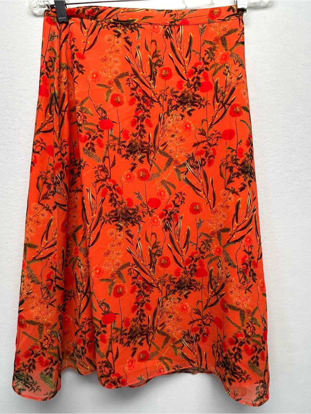 Gianni Bini Orange Floral A-Line Skirt with Green Accents